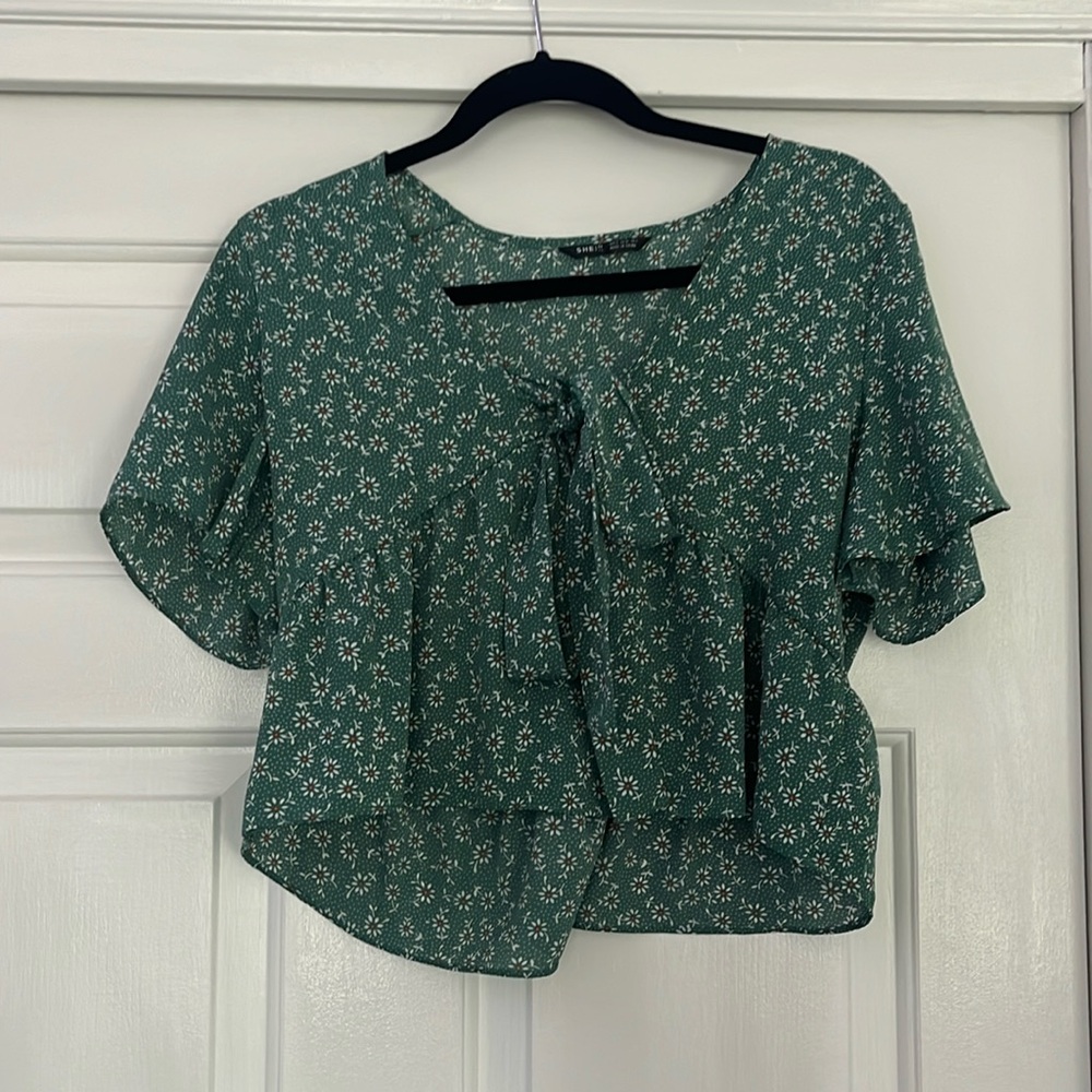 Green Daisy Blouse With Ajustable Bow Size Small